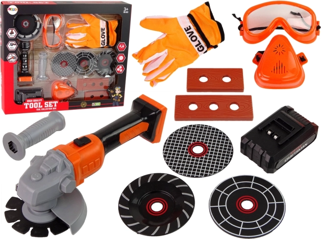 Kinderset für kleine Heimwerker mit batteriebetriebener Schleifmaschine und Zubehör