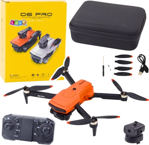 Drohne D6 Pro mit Kamera und LED‑Beleuchtung, App‑Steuerung – Orange