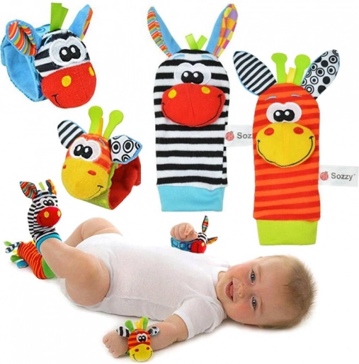Rassel-Set für Babys – Socken und Handgelenkbänder, 4 Stück
