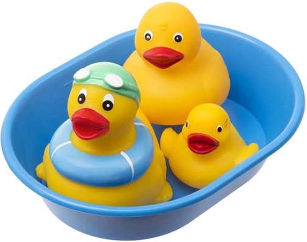 Badeenten mit Wanne (3 Stück)