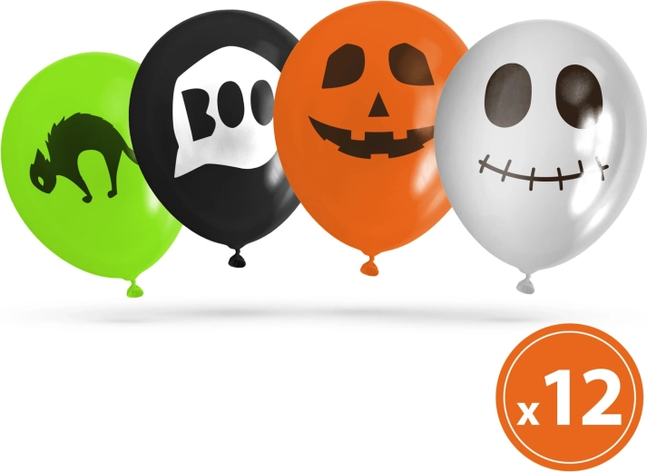 Set Halloween-Luftballons mit 4 Motiven, 12 Stück