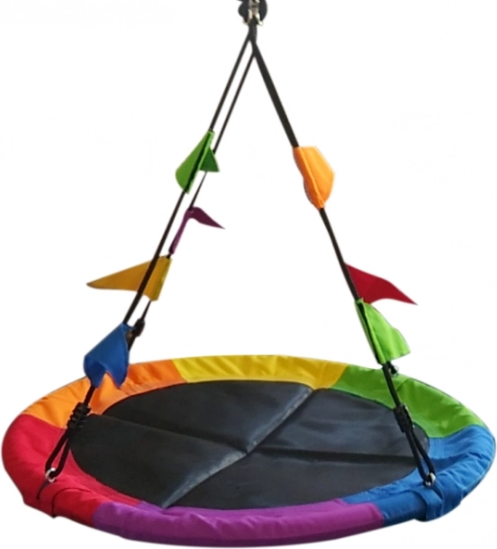 Schaukel Storchennest mit bunten Flaggen für Kinder