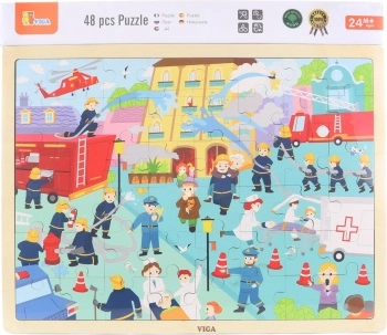 Holzpuzzle Feuerwehr 48 Teile im Rahmen