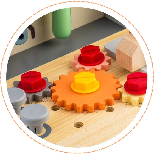 Drehbare Zahnräder zum Erlernen von Ursache und Wirkung