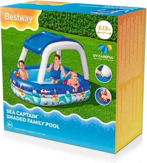 Aufblasbares Bestway Sea Captain Planschbecken mit abnehmbarem Sonnendach und Lenkrad