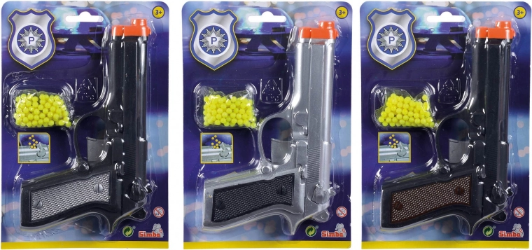 Kugelspielzeugpistole mit Munition 21 cm, 3 Farben