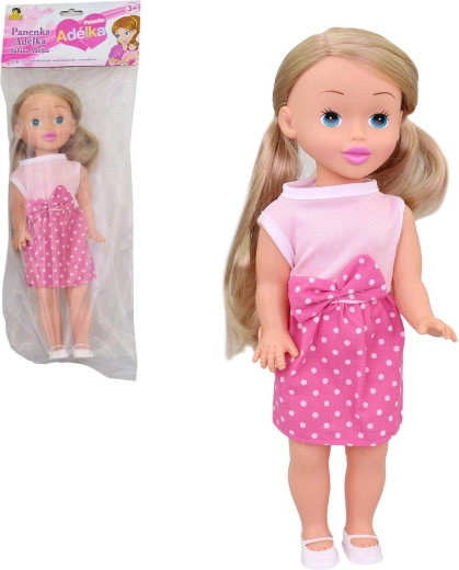 Puppe Adélka 34 cm im rosa Sommeroutfit mit gepunktetem Rock