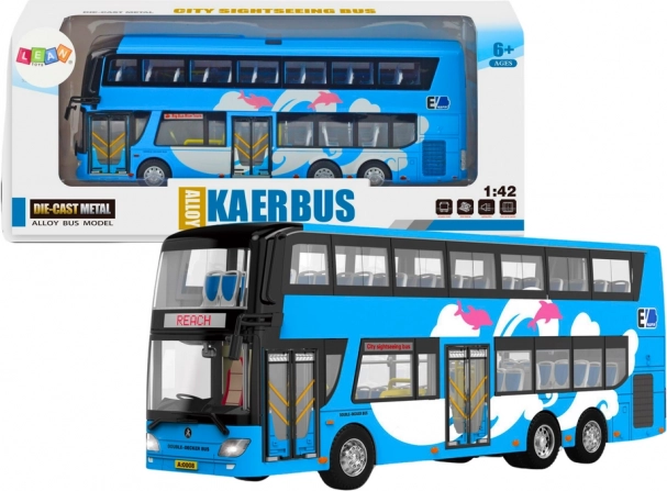 Blauer Doppeldecker-Reisebus 1:42