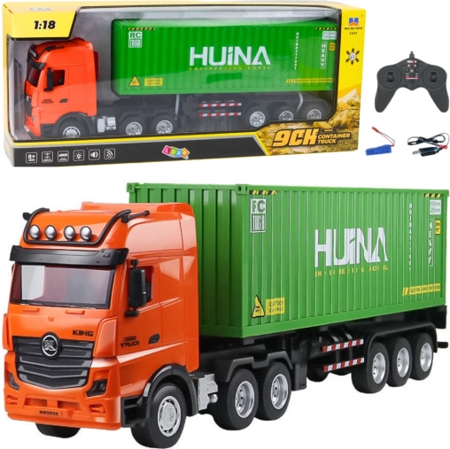 RC-Lastwagen mit Container 1:18 grün HUINA