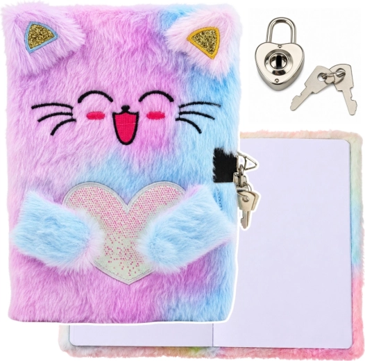Plüsch-Tagebuch mit Schloss Katze – 1 Stück