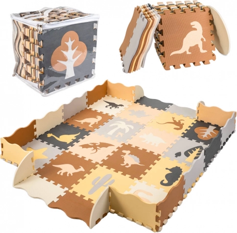 Schaumstoff-Kinderpuzzlematte Dinosaurier 143 × 143 cm, 36 Teile