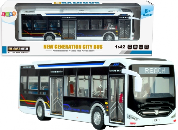 Elektrischer Stadtbus 1:42 Metall weiß mit Lichtern