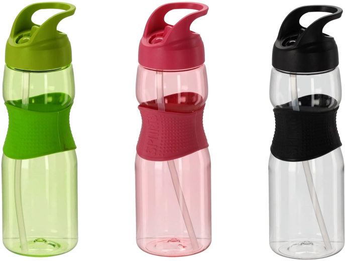 Wasserflasche mit Trinkhalm 730 ml – Farbmix