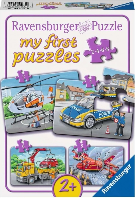 RAVENSBURGER Mein erstes Puzzle Einsatzfahrzeuge 4-in-1 (2, 4, 6, 8 Teile)
