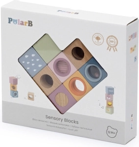 Viga Toys PolarB sensorische Holzwürfel mit Effekten – 8 Stück