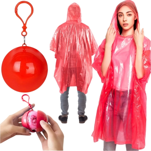 Regenponcho im runden Anhänger, rot