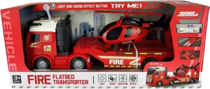 Kinder-Feuerwehrset – LKW mit Kran und Hubschrauber