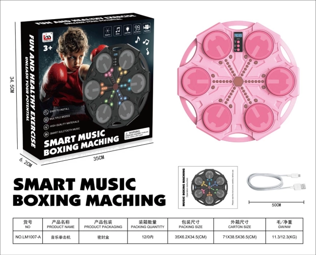 Rosa Kinder-Boxtrainingswand mit Sound und Lichtern