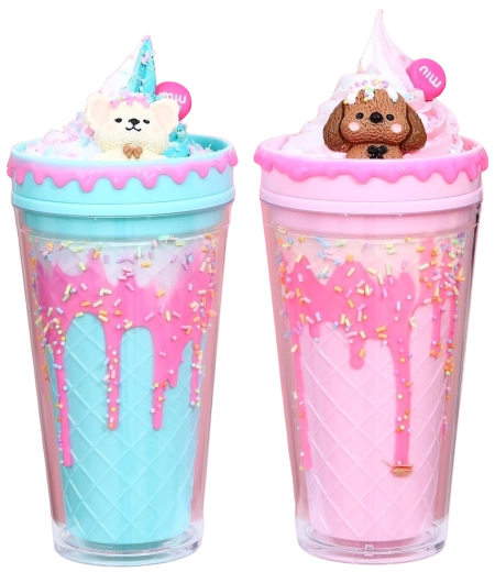 Becher mit Deckel und Strohhalm Eisbären-Eiscreme 480 ml – mehrere Farben