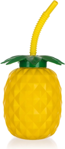 Flasche mit Trinkhalm Pineapple 880 ml Kunststoff