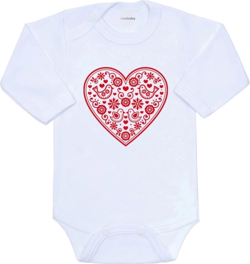 Baby-Body mit Folklore-Muster und rotem Herzchen NEW BABY