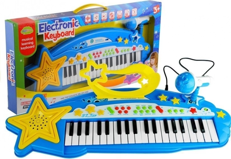 Kinder-Keyboard mit 37 Tasten, MP3‑Eingang und Mikrofon – blau