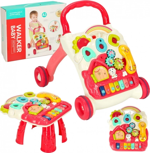 Interaktiver Lauflernwagen und Lerntisch 4-in-1 Bibi-inn – Rosa