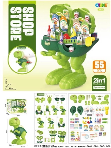 Mobiler Dinosaurier und Lebensmittelladen 2-in-1 für Kinder