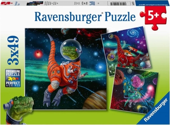 Puzzle RAVENSBURGER Dinosaurier im Weltraum 3×49 Teile