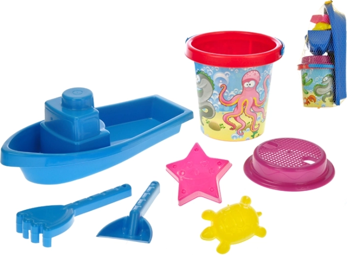 Sandspiel-Set mit Boot – 7-teiliges buntes Spielzeug für Kinder