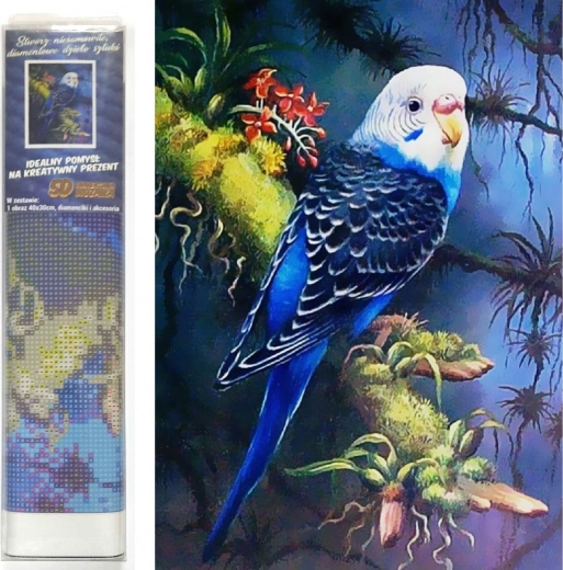 Diamantmalerei Blaue Wellensittich 30 × 40 cm