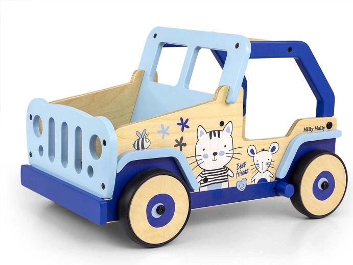 Holz-Lauflernwagen und Schiebeauto Milly Mally Explorer cat and mouse