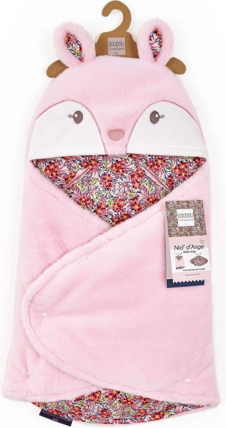 Doudou rosa Plüschdecke mit Kapuze Boh'aime 70 cm
