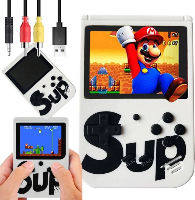 Tragbare Retro-Spielkonsole mit 3" Display und 400 vorinstallierten Spielen