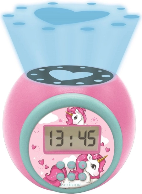 Kinderwecker mit Projektor Einhorn und Nachtlicht