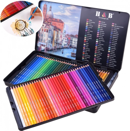 Set aus Aquarellstiften in Metalletui, 72 Farben