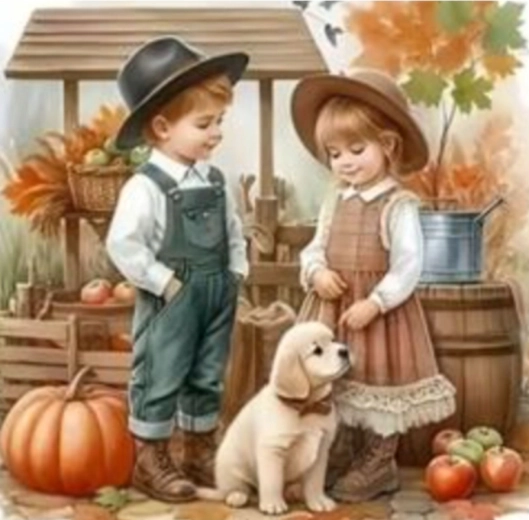 Norimpex Diamantmalerei Kinder auf dem Herbstmarkt 30 × 40 cm