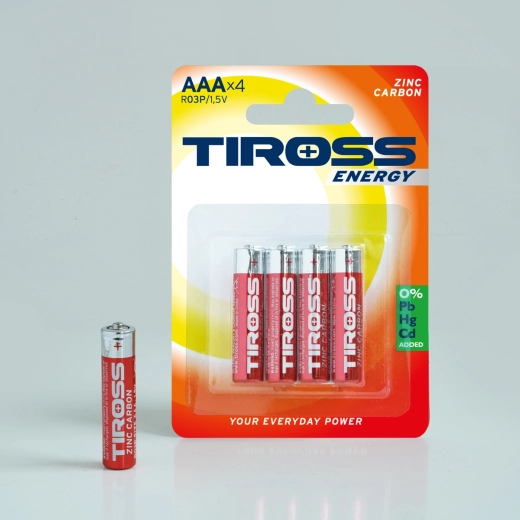 Zink-Kohle-Batterien AAA 1,5 V – Packung mit 4 Stück