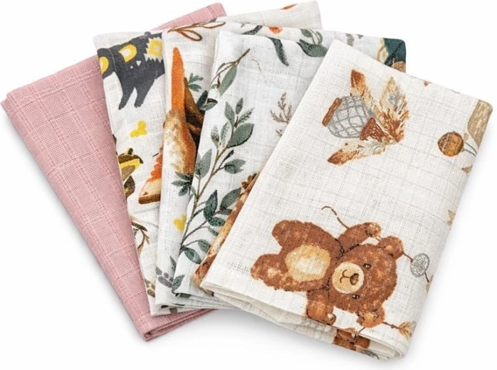 Baumwollwindeln mit Druck NEW BABY 60 × 80 cm, für Mädchen, 5 Stk.