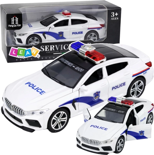 Polizeiauto mit Licht und Sound, aufklappbaren Türen, weiß