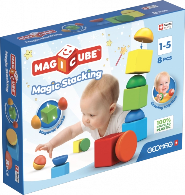 Geomag Magicube Stacking – magnetisches Konstruktionsspiel für die Kleinsten, 8 Teile