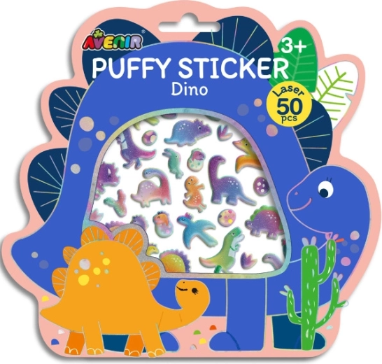 Aufgeblasene 3D-Aufkleber Dinosaurier, 50 Stk.