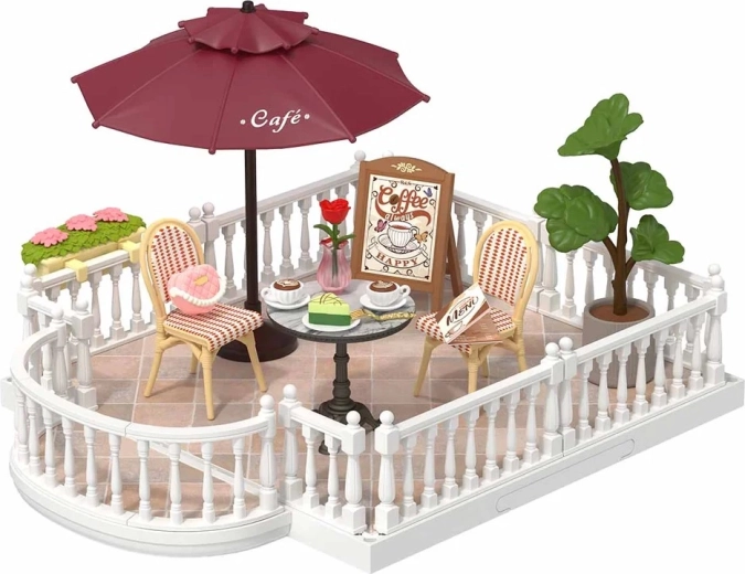 RoboTime Miniaturhaus-Erweiterung Terrasse mit Sonnenschirm