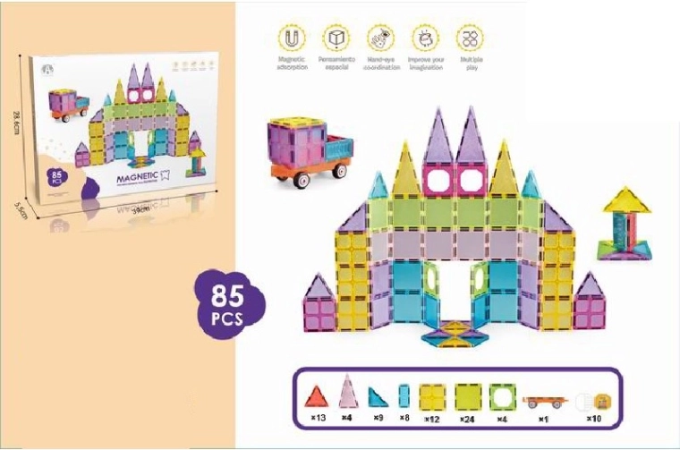 Magnetische 3D-Bausteine – Set mit 85 Teilen