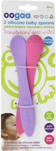 Silikonlöffel für Kinder Oogaa – Lila und Rosa, 2 Stk.