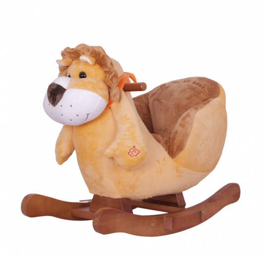 Schaukel-Löwe mit orangefarbenem Schal für Kinder