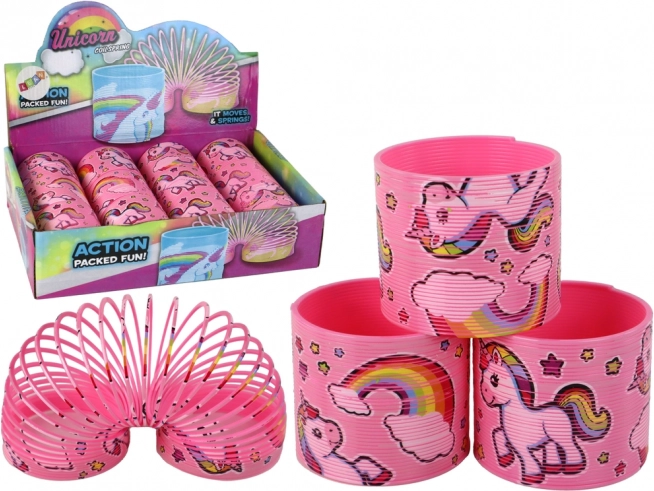 Kultige rosa Entspannungsfeder mit Einhorn 6 cm