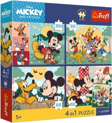 Trefl Puzzle Premium Plus Kids Myszka Mickey – Razem z przyjaciomi 4×88 Teile
