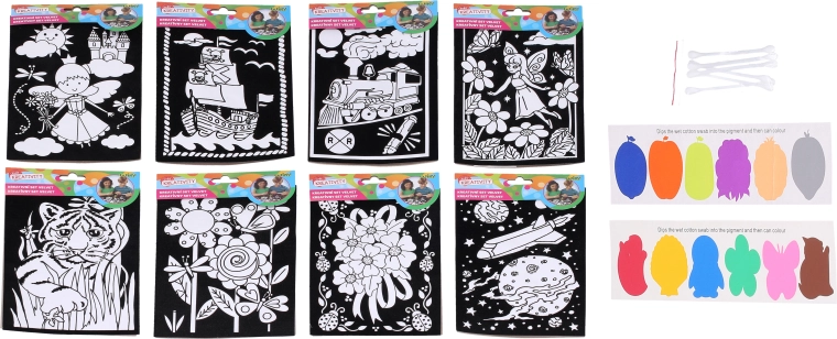 Kreatives Samt-Set 15,5 × 25 cm – Farben und 6 Stäbchen