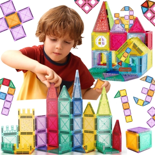Woopie Magnetbausatz 3D-Burg und Fahrzeuge, 110 Teile